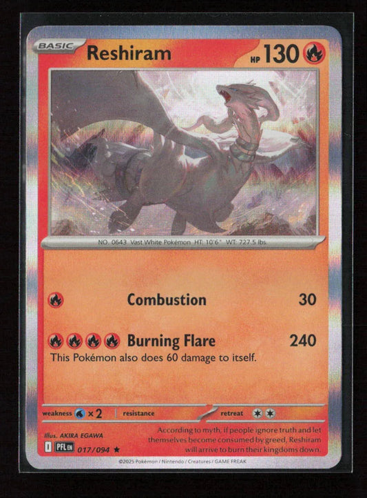 Reshiram Rare ME02: Phantasmal Flames 017/094 NM - Kang's Collectibles