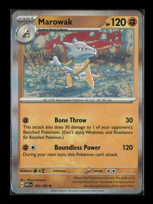 Marowak Rare SV: Scarlet & Violet 151 105/165 LP - Kang's Collectibles