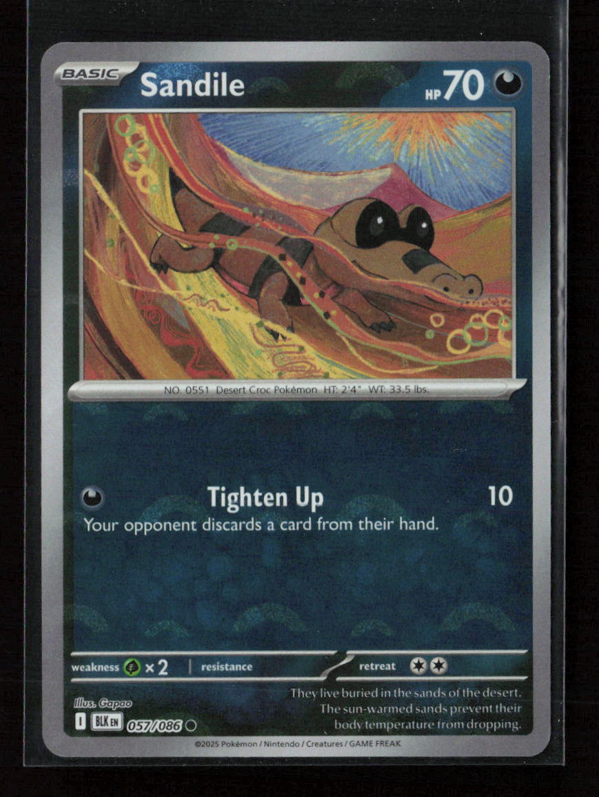 Sandile (Poke Ball Pattern) Common SV: Black Bolt 057/086 NM