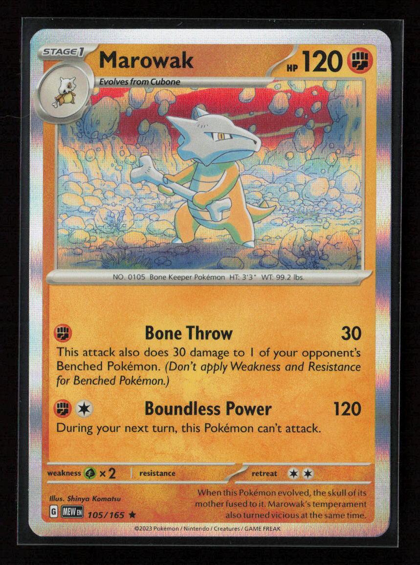 Marowak Rare SV: Scarlet & Violet 151 105/165 NM - Kang's Collectibles