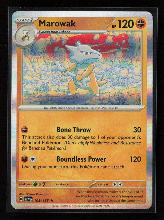 Marowak Rare SV: Scarlet & Violet 151 105/165 NM - Kang's Collectibles