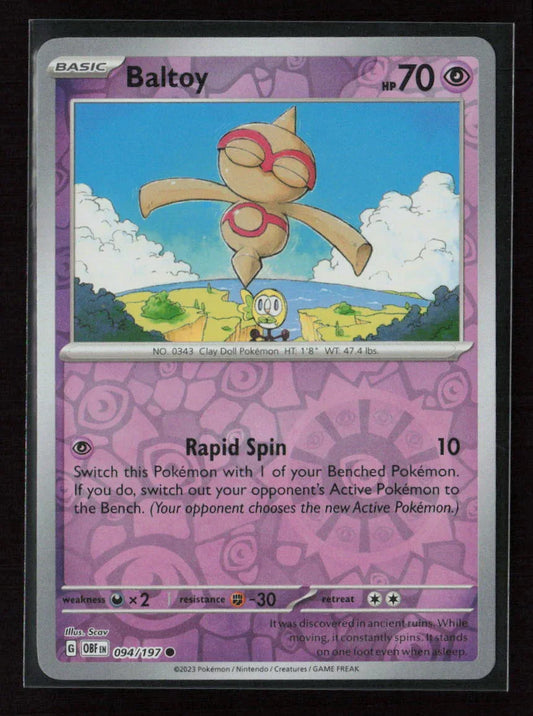 Baltoy Common SV03: Obsidian Flames 094/197 NM - Kang's Collectibles