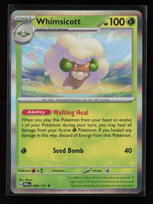 Whimsicott Rare SV: Prismatic Evolutions 008/131 NM - Kang's Collectibles