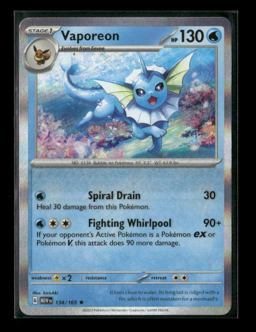 Vaporeon Rare SV: Scarlet & Violet 151 134/165 NM - Kang's Collectibles