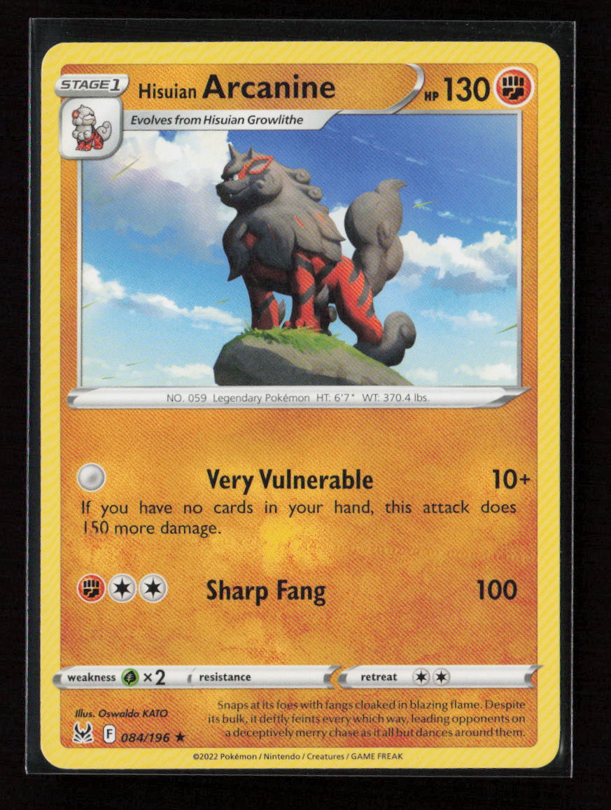 Hisuian Arcanine Rare Deck Exclusives 084/196 LP