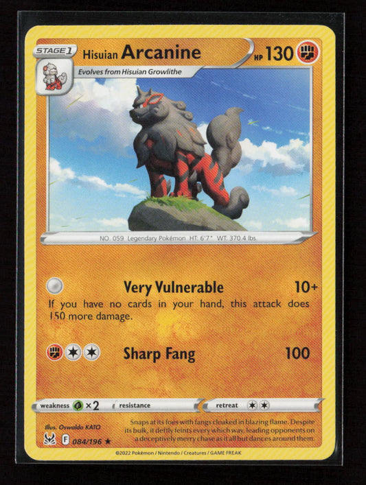Hisuian Arcanine Rare Deck Exclusives 084/196 LP