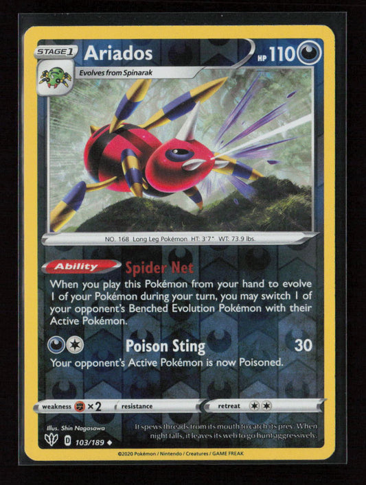Ariados Uncommon SWSH03: Darkness Ablaze 103/189 NM