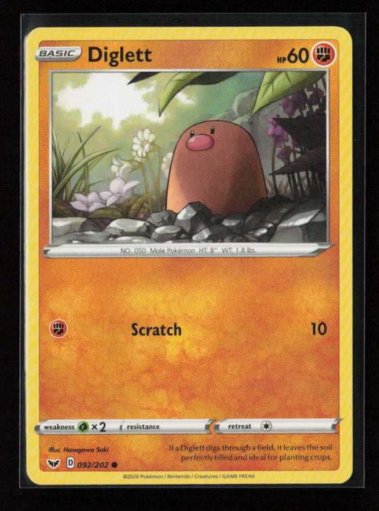 Diglett Common SWSH01: Sword & Shield Base Set 092/202 LP