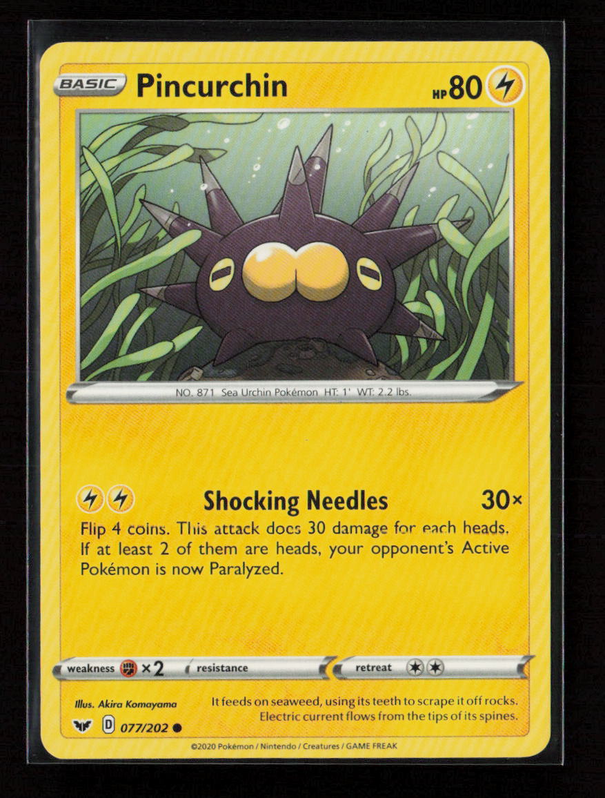 Pincurchin Common SWSH01: Sword & Shield Base Set 077/202 LP