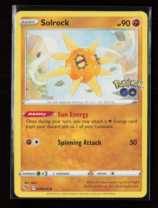 Solrock Uncommon Pokemon GO 039/078 LP
