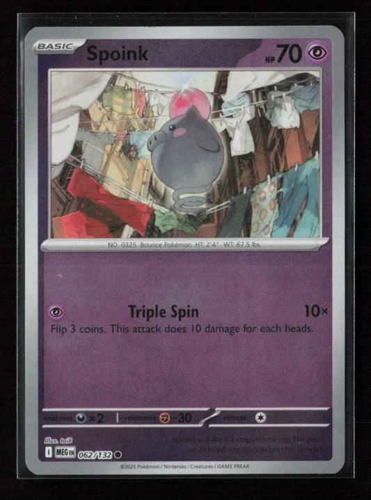 Spoink Common ME01: Mega Evolution 062/132 NM - Kang's Collectibles