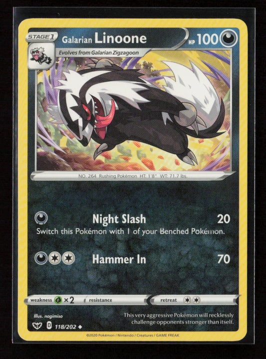 Galarian Linoone Uncommon SWSH01: Sword & Shield Base Set 118/202 LP