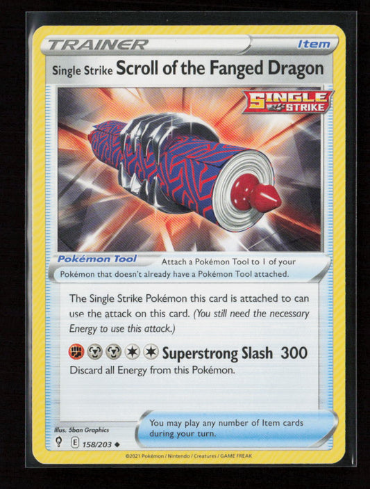 Single Strike Scroll of the Fanged Dragon Uncommon SWSH07: Evolving Skies 158/203 LP