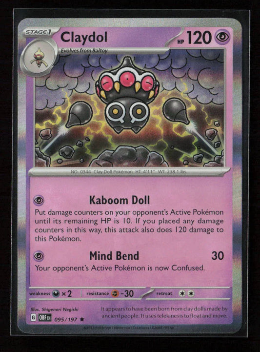 Claydol Rare SV03: Obsidian Flames 095/197 NM - Kang's Collectibles