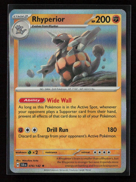 Rhyperior Rare SV07: Stellar Crown 076/142 NM - Kang's Collectibles