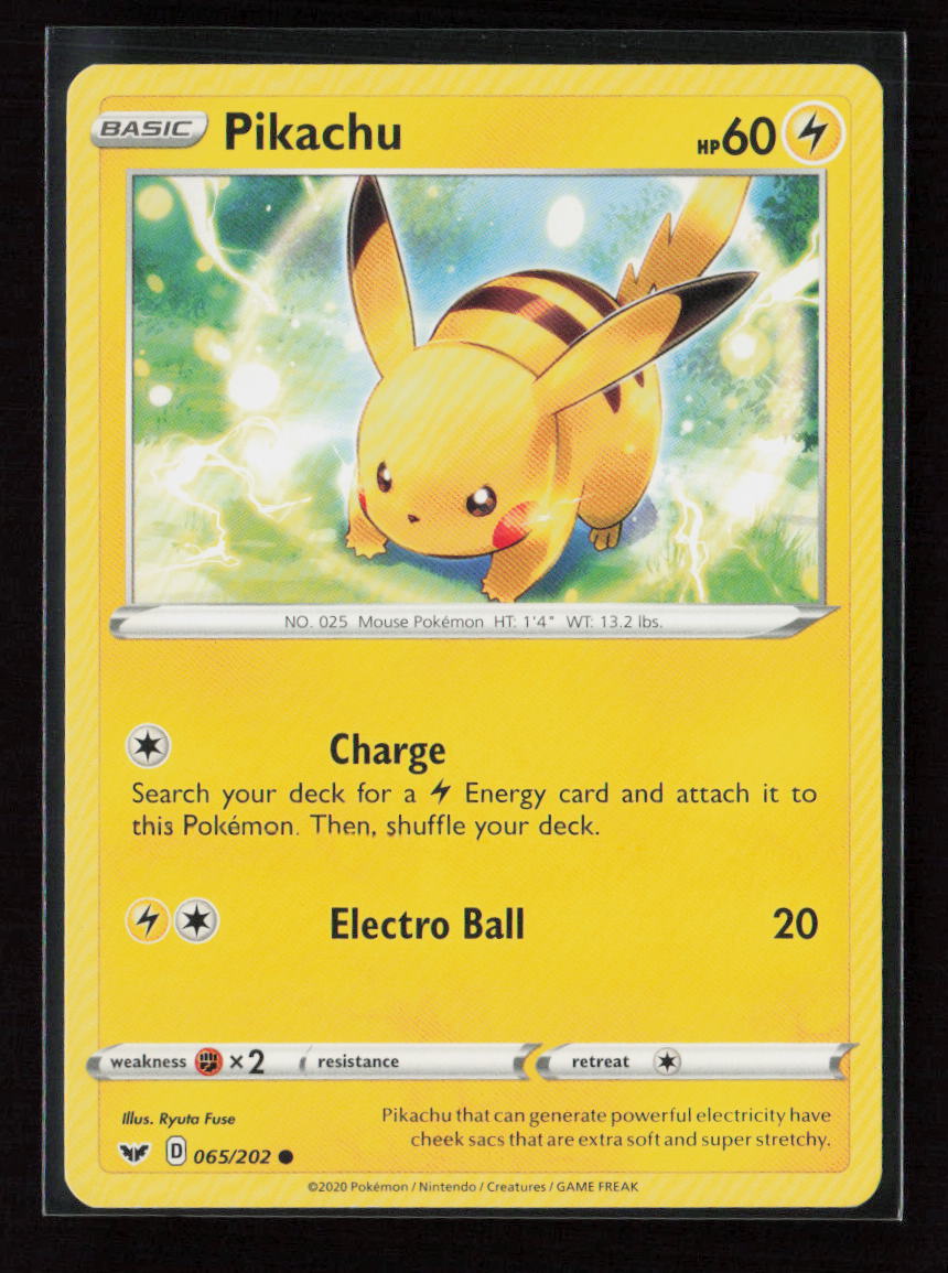 Pikachu Common SWSH01: Sword & Shield Base Set 065/202 LP