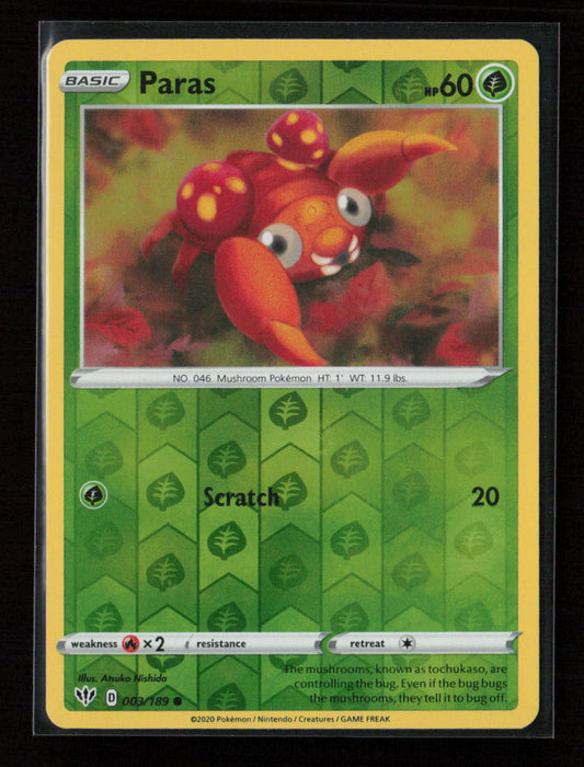 Paras Common SWSH03: Darkness Ablaze 003/189 NM