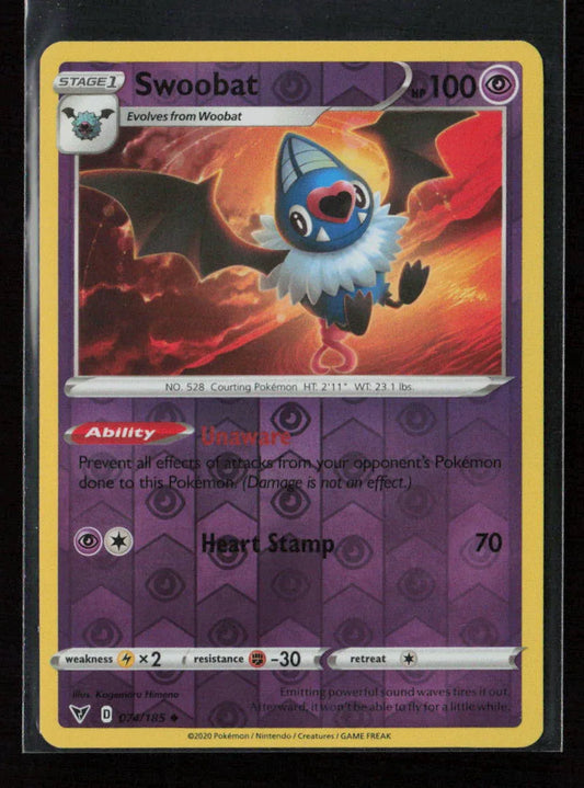 Swoobat Uncommon SWSH04: Vivid Voltage 074/185 LP - Kang's Collectibles