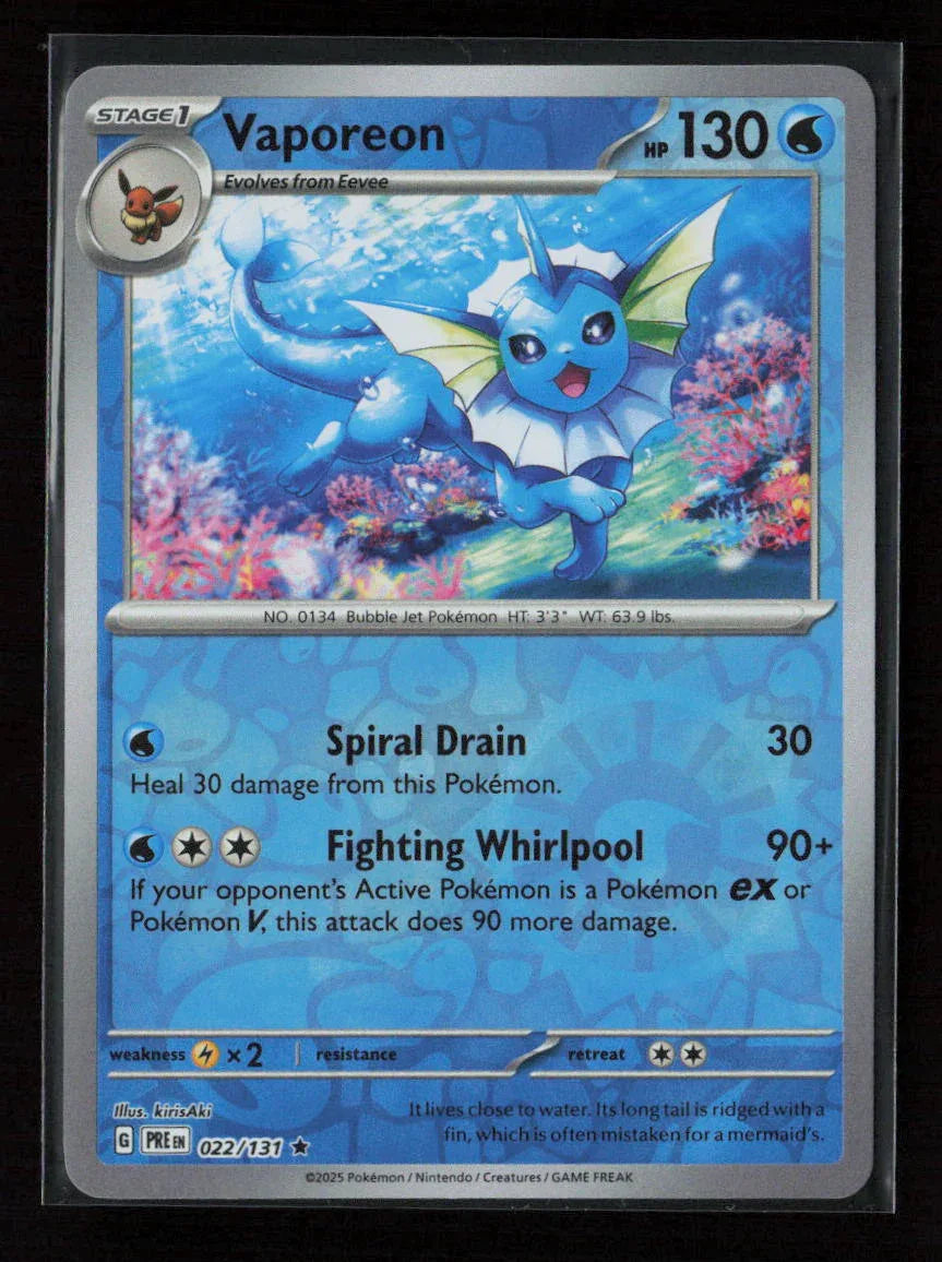 Vaporeon Rare SV: Prismatic Evolutions 022/131 NM - Kang's Collectibles