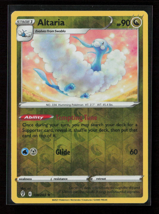 Altaria Rare SWSH07: Evolving Skies 106/203 NM