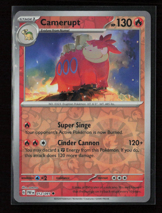 Camerupt Uncommon SV: Paldean Fates 012/091 NM