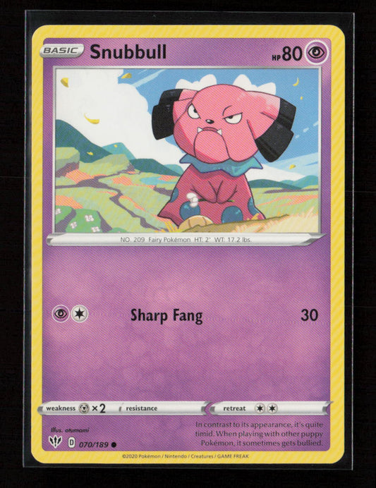 Snubbull Common SWSH03: Darkness Ablaze 070/189 NM