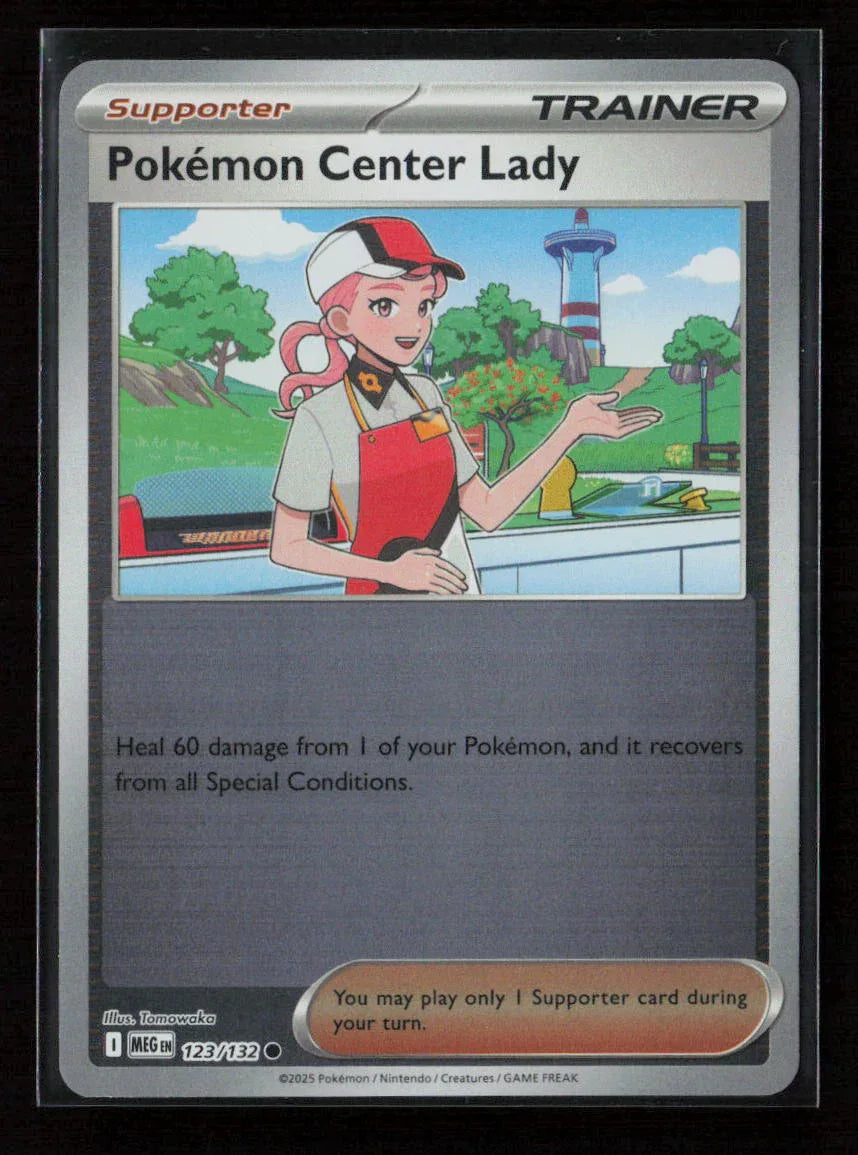 Pokemon Center Lady Common ME01: Mega Evolution 123/132 NM - Kang's Collectibles
